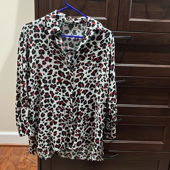 Zara Tops - Zara Basic Womens long sleeve animal print button up blouse, size Extra Small